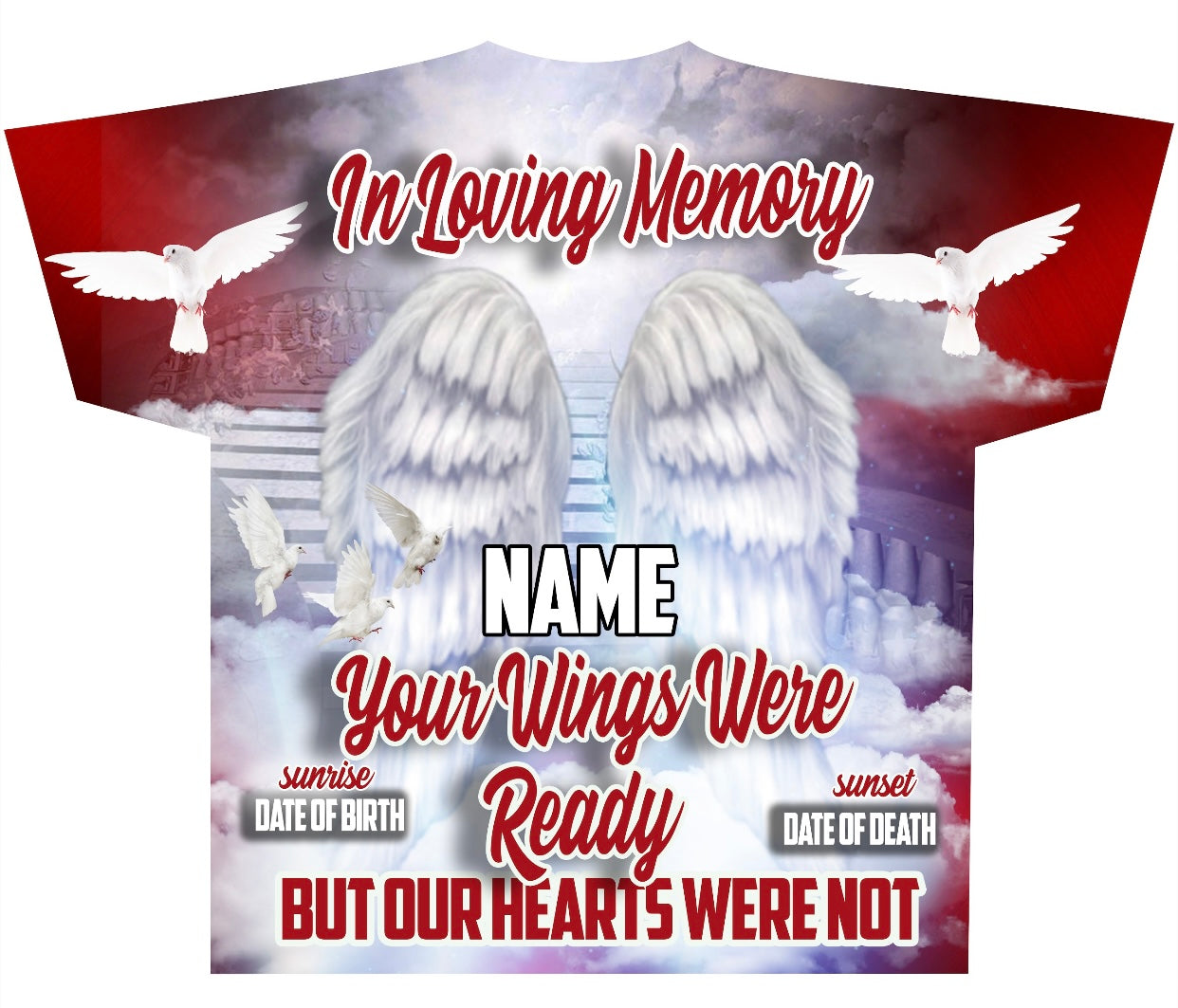 Angel Wings In Loving Memory Custom Name T-Shirt